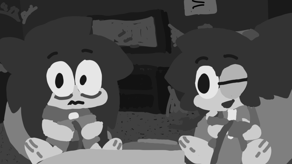 These shots were sketched and drafted as part of the design processes for scenes I have in mind. When doing these drafts, it is often that value charting is colored to showcase the basic values or layers of the background and characters.